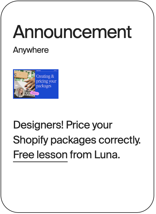 ANNOUNCEMENT Anywhere Luna Shopify Packages 30572