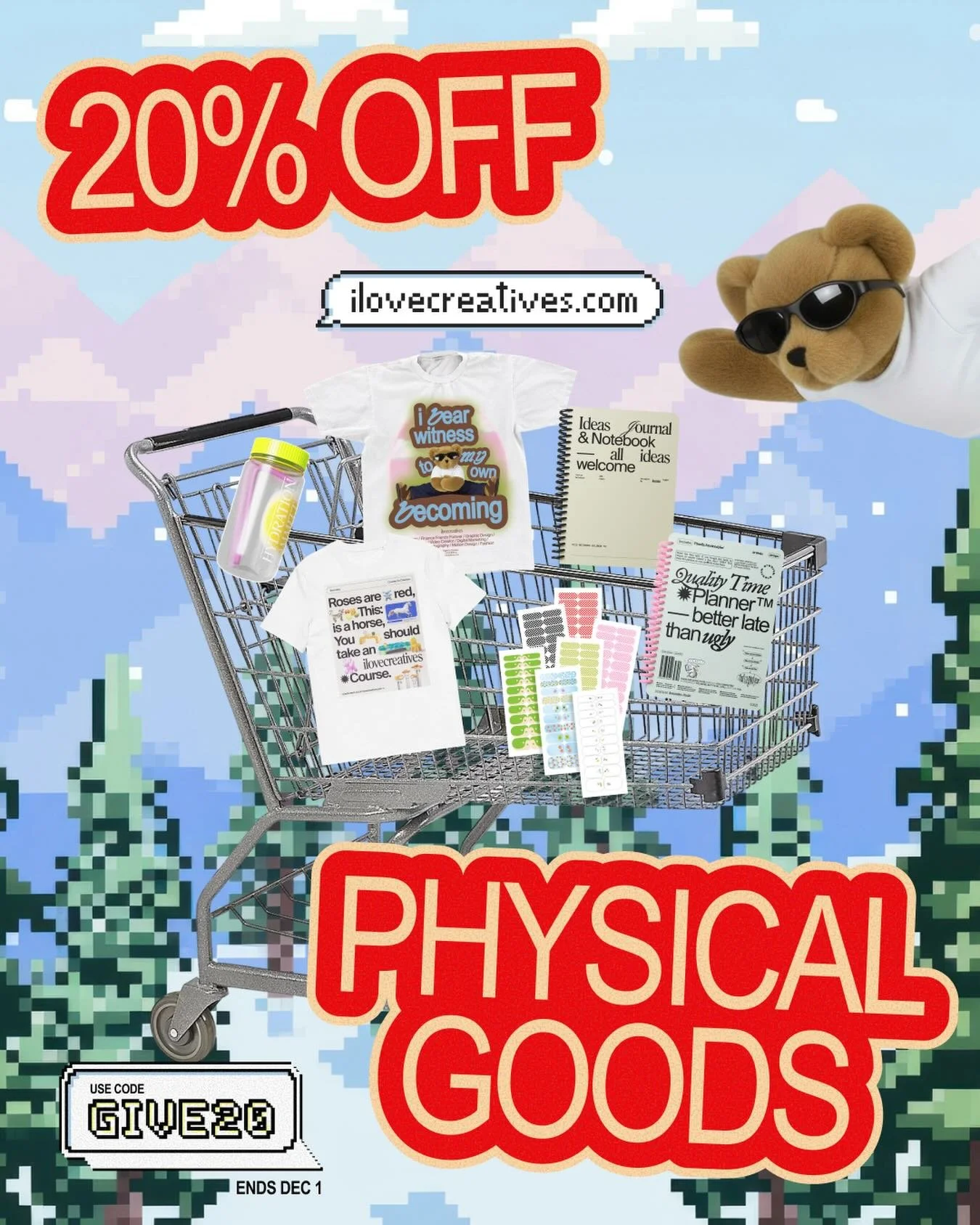 [Update: The giveaway winners have been contacted.] The giveaway might be over, but the holiday deals are only starting 💝

Get 20% off all physical goods only with the code GIVE20 at checkout 🛒

Shop at the linkinbio.