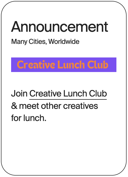 ANNOUNCEMENT Multi City Worldwide Creative Lunch Club 30658