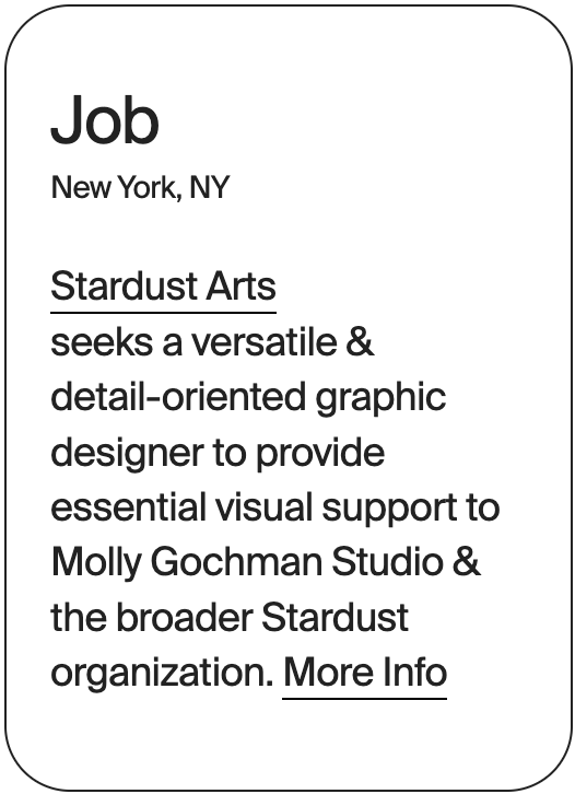 JOB New York Stardust Arts Graphic Designer 30665