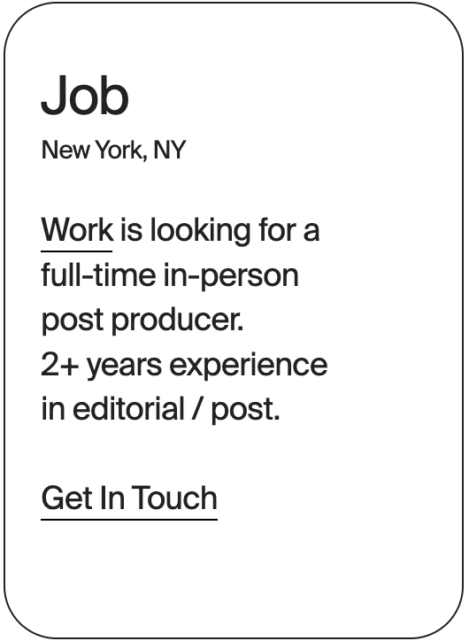 JOB New York Work Post Producer 30688