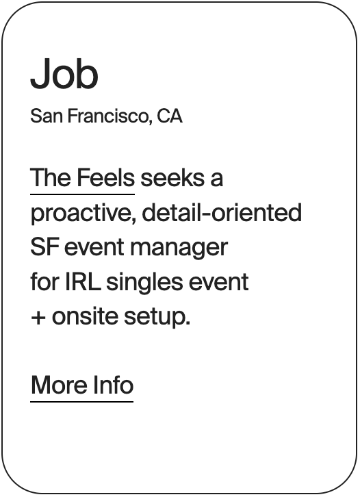 JOB San Francisco The Feels Event Manager 30692