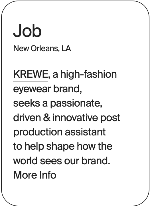 JOB New Orleans KREWE Post Production Assitant 30744