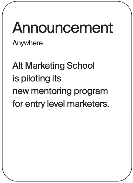 ANNOUNCEMENT Anywhere Alt Marking School Mentor Program 30786