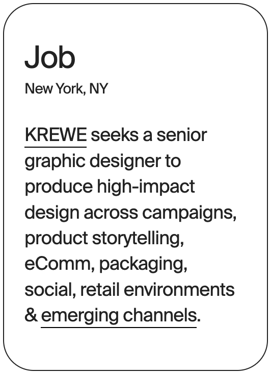 JOB New York KREWE Graphic Designer 30850
