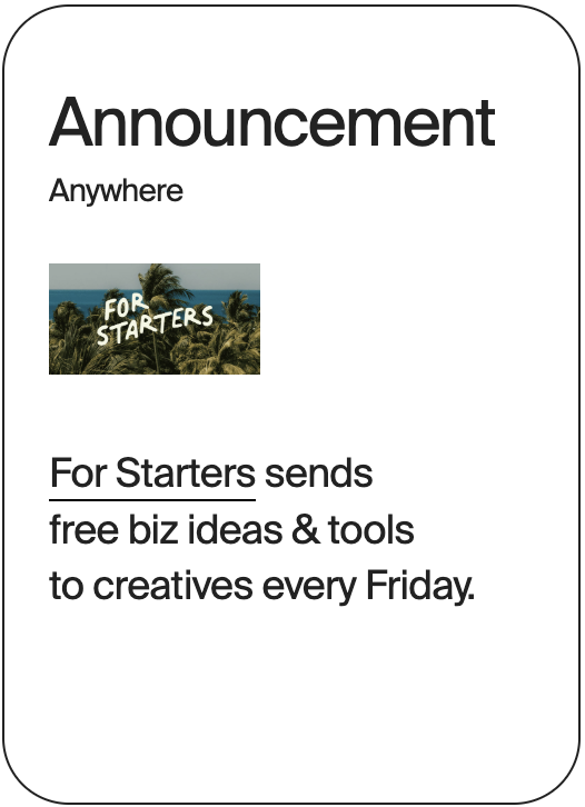 ANNOUNCEMENT Anywhere For Starters 30879