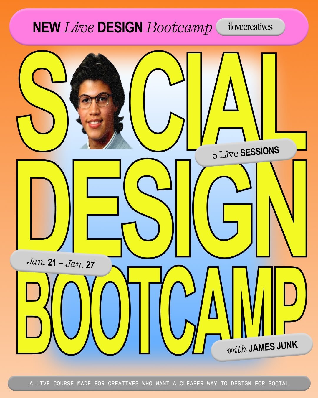 Surprise! 👀&nbsp;If you&rsquo;ve ever wondered who&rsquo;s leading the design and art direction for @ilovecreatives&rsquo; social, look no further than graphic designer James Junk (@jamesjunk.co) 🎨&nbsp;Design for social has become its own speciali