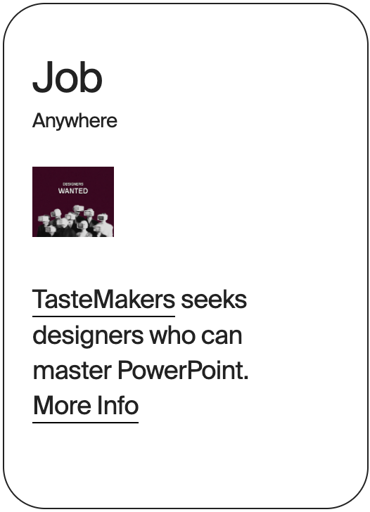 JOB Anywhere Tastemakers Powerpoint Designer 30896