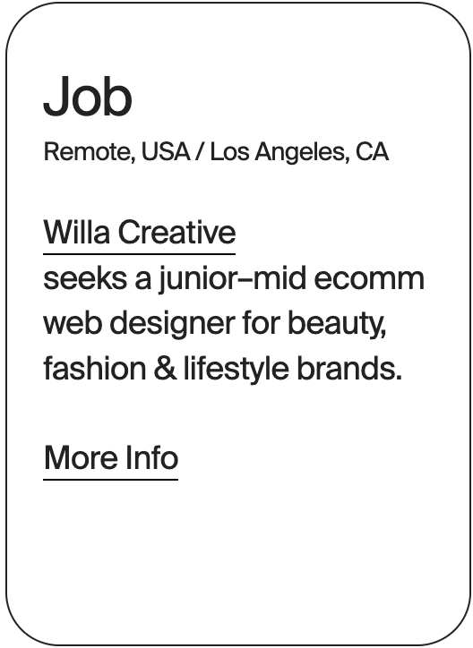 JOB Remote LA WIlla Creative Web Designer 30932