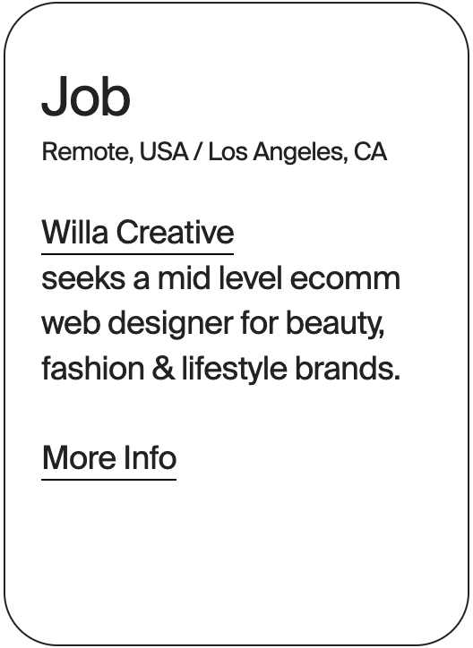 JOB Remote LA Willa Creative Web Designer 30932