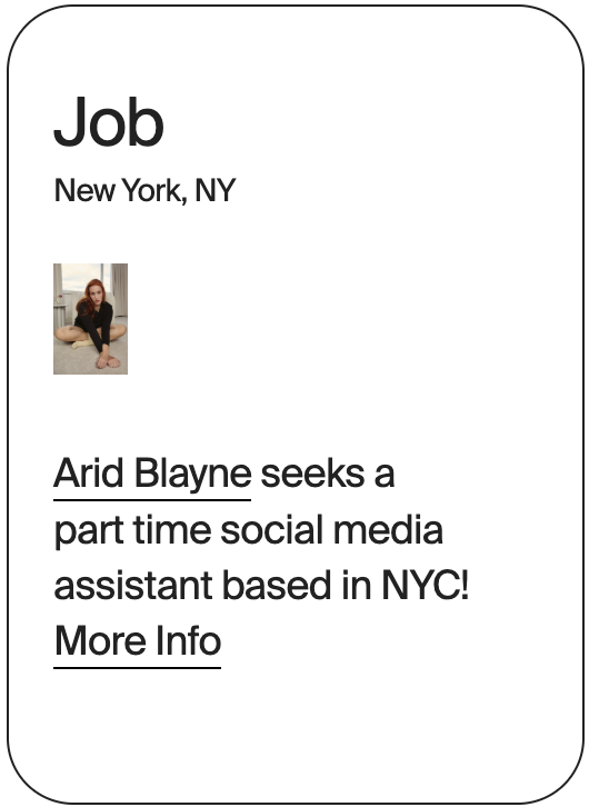 JOB New York Arid Blayne Social Media Assistant 30941