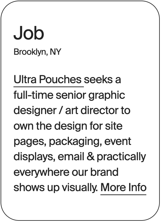 JOB Brooklyn Ultra Pouches Graphic Designer 30936