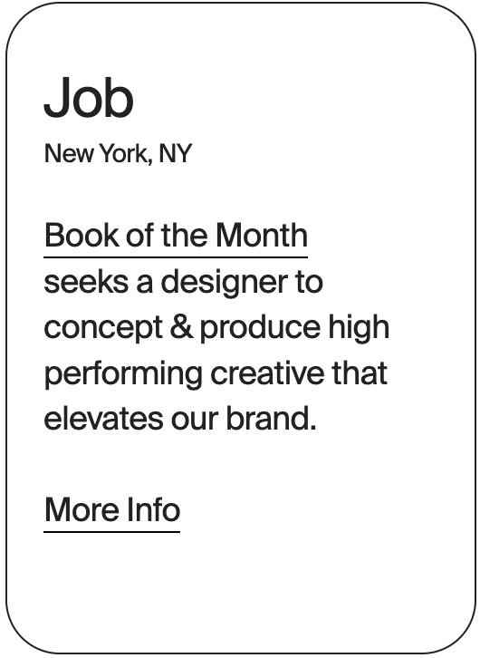 JOB New York Book of the Month Designer 30944