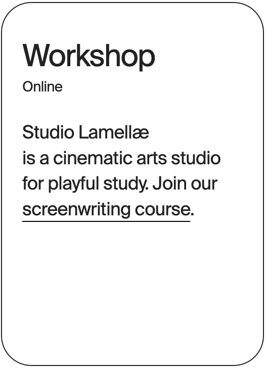 WORKSHOP Online Studio Lamellæ Screenwriting Course 30951