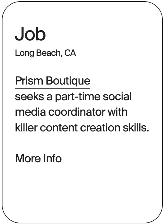 JOB Long Beach Prism Boutique Social Media Coordinator 31011