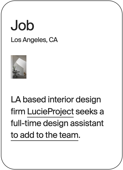 JOB Los Angeles Lucie Project Design Assistant 31092