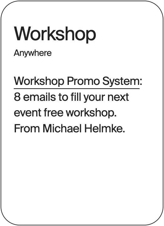 WORKSHOP Anywhere Michael Helmke Workshop Promo System 31086