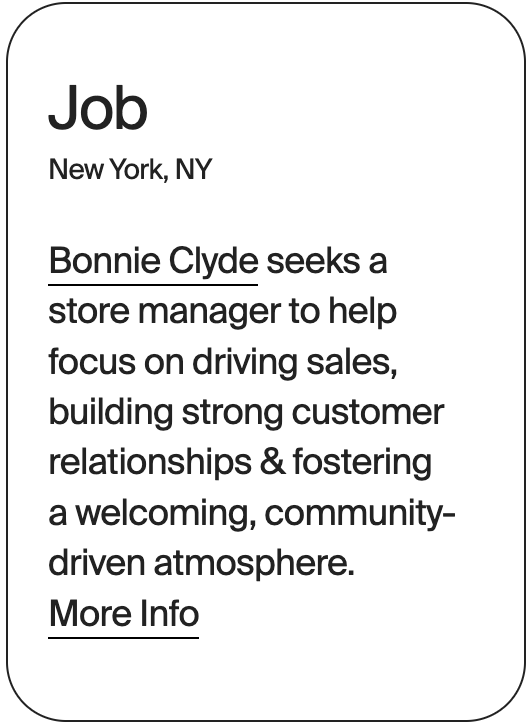 JOB New York Bonnie Clyde Store Manager 31094