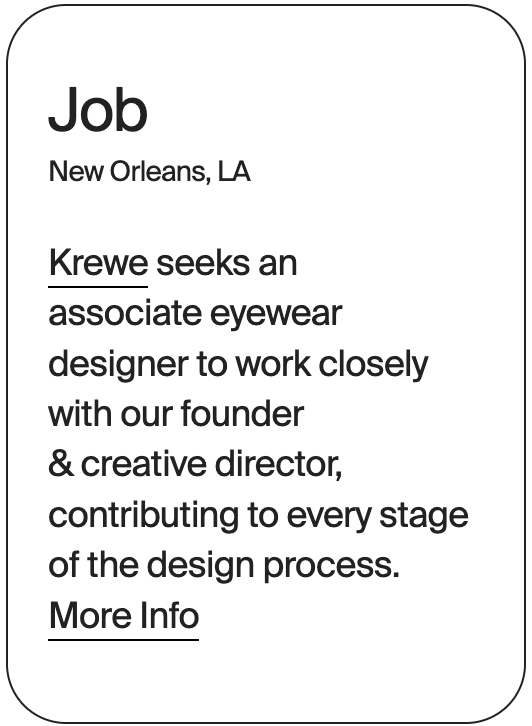 JOB New Orleans Krewe Associate Eyewear Designer 31119