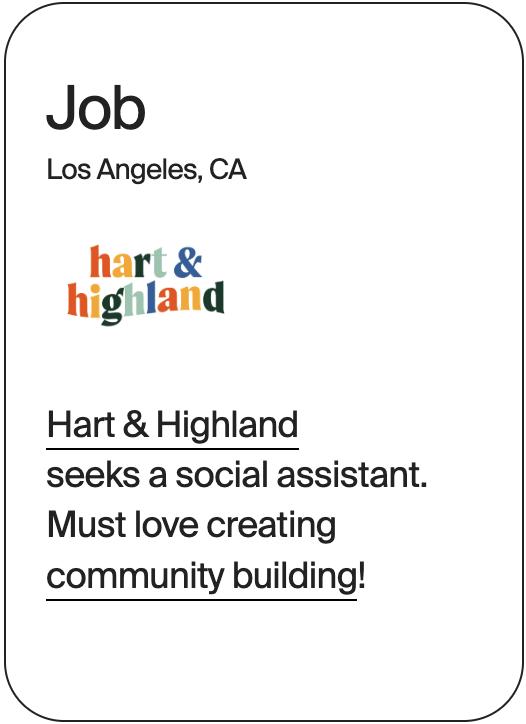 JOB Los Angeles Hart and Highland Social Assistant 31191