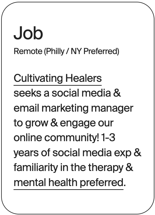 JOB Remote Philly NY Cultivating Healers Marketing Manager 31216