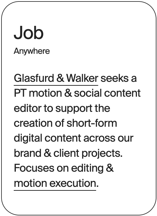 JOB Anywhere Glasfurd &amp; Walker Content Editor 31223