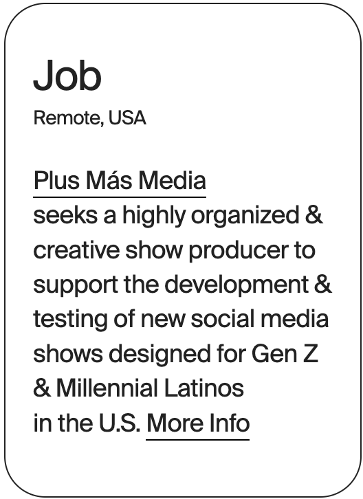 JOB Remote Plus Mas Media Show Producer 31246