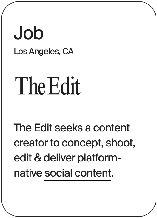 JOB Los Angeles The Edit Content Creator 31238