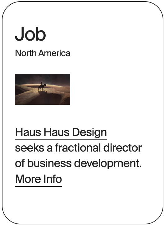 JOB North America Haus Haus Design Director of Business Dev 31256