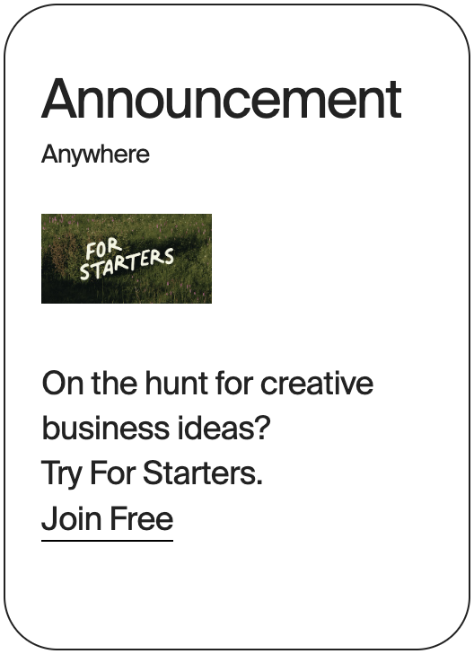 ANNOUNCEMENT Anywhere For Starters 31278