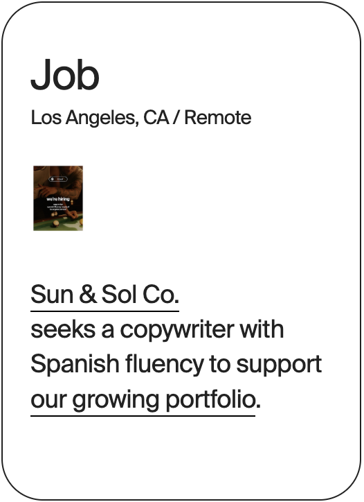 JOB Remote Los Angeles Sun and Sol Co. 31388