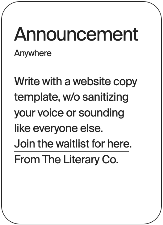 ANNOUNCEMENT Anywhere The Literary Co 31405