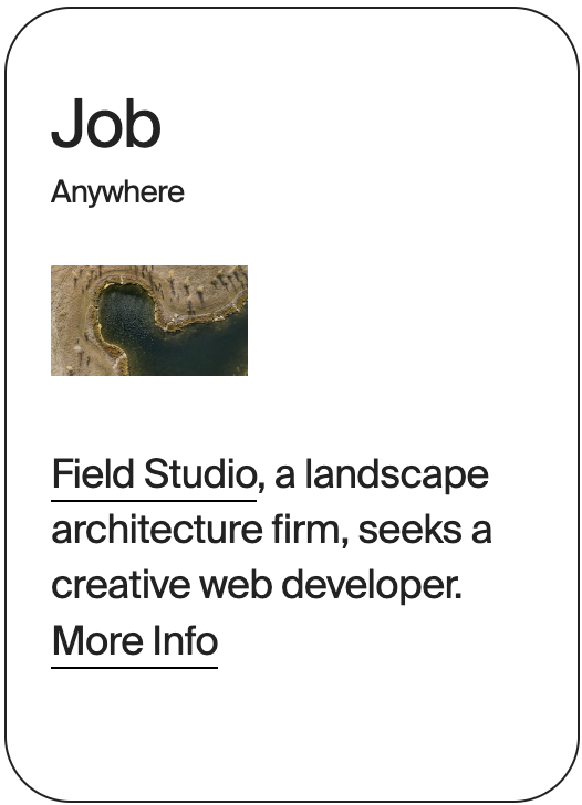 JOB Anywhere Field Studio Web Developer 31411