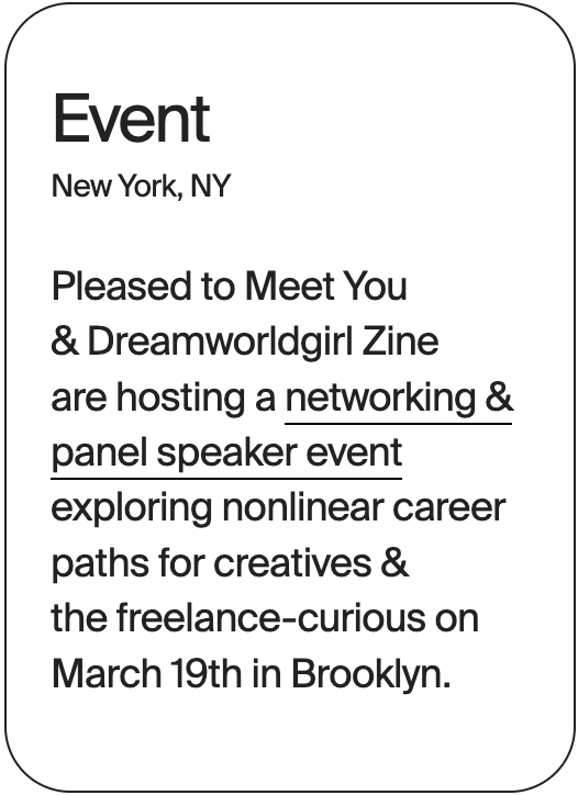 EVENT New York Pleased to Meet You Dreamworldgirl Networking 31424