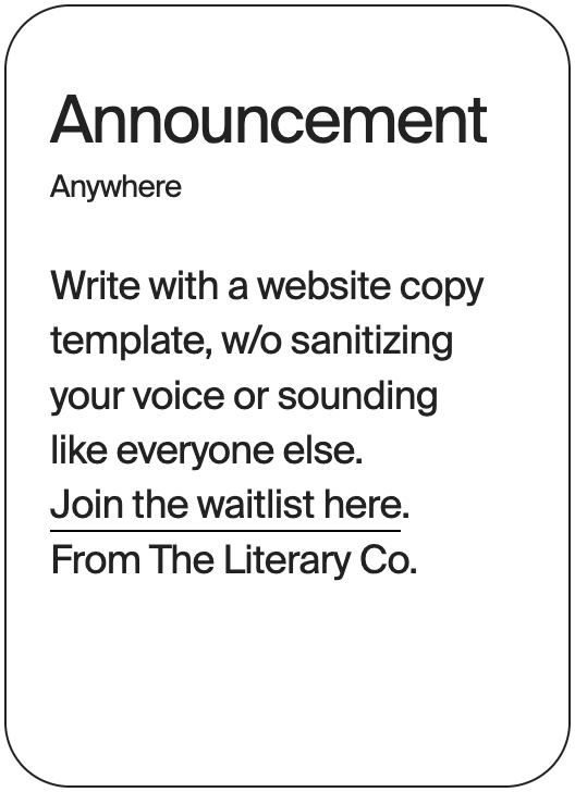 ANNOUNCEMENT Anywhere The Literary Co 31405