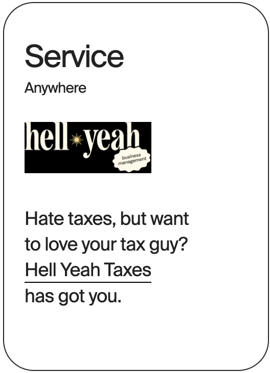 SERVICE Anywhere Hell Yeah Taxes 31437