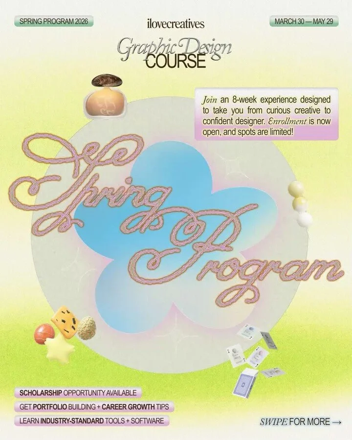 She&rsquo;s baaack 🌸&nbsp;The 8-week Design Program returns just in time for Spring, and enrollment is now open. Join us for an online, classroom-style version of the Graphic Design Course, where we teach the curriculum, with the structure and accou