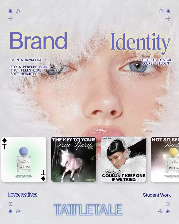 Inspo worth savoring 🦢 Swipe to get a taste of Tattletale, a fragrance brand design project by Graphic Design Course student Mia Novkoska 🪽

Interested in learning brand design thinking and executing? Join us for the Spring Design Program, an 8-wee
