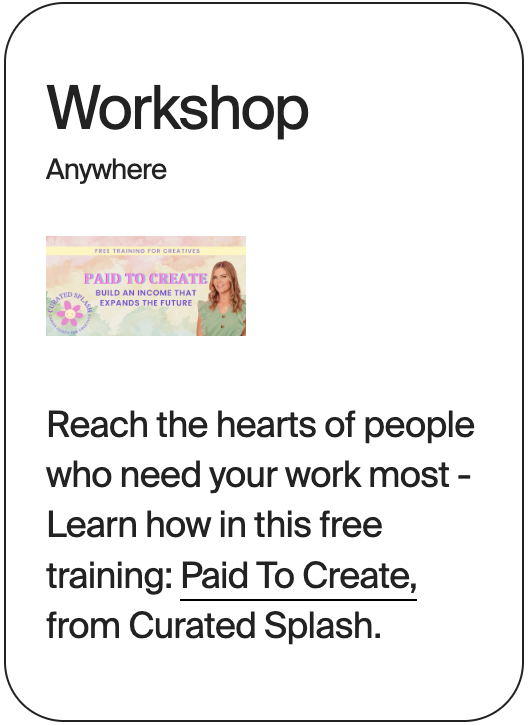 WORKSHOP Anywhere Curated Splash PAID TO CREATE 31451