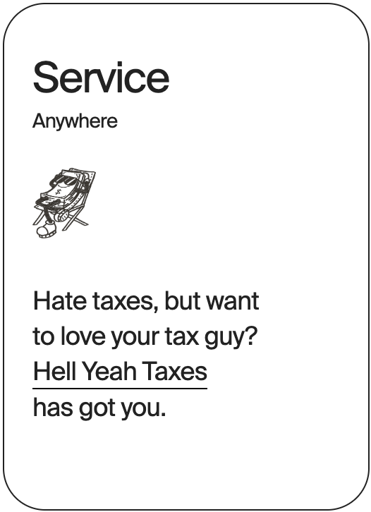 SERVICE Anywhere Hell Yeah Taxes 31437