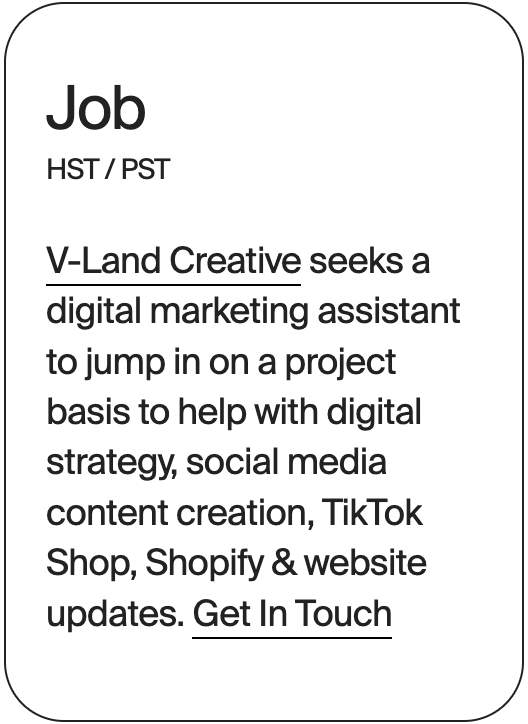 JOB HST PST V-Land Creative Digital Marketing Assistant 31469