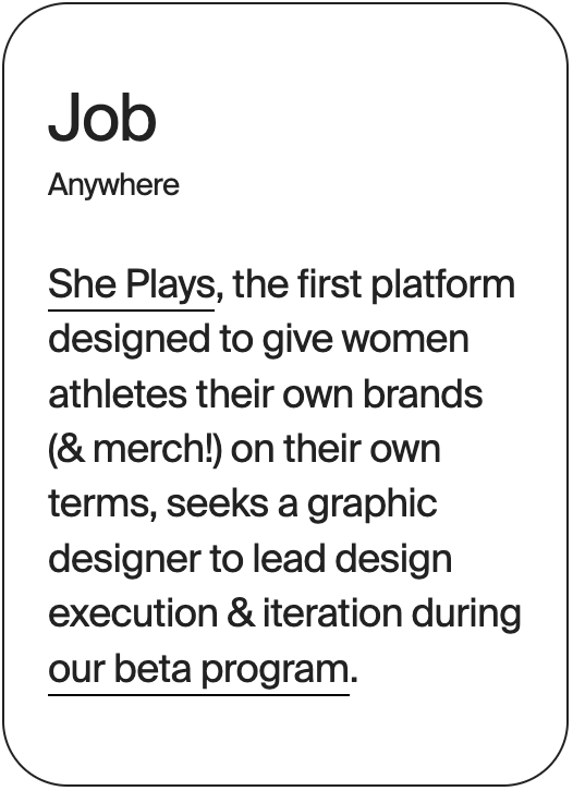JOB Anywhere She Plays Graphic Designer 31475