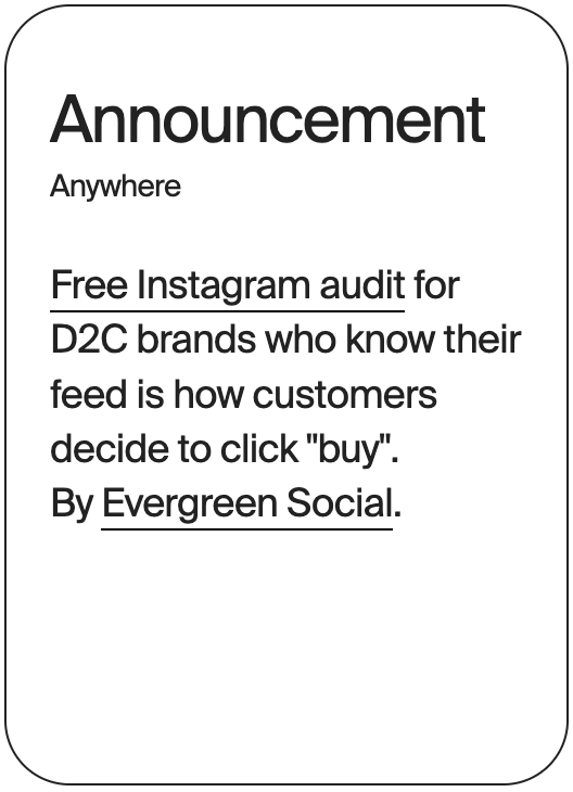 ANNOUNCEMENT Anywhere Evergreen Social Audit 30647