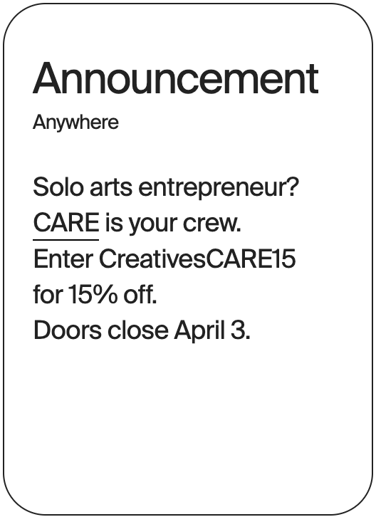 ANNOUNCEMENT Anywhere CARE 31483