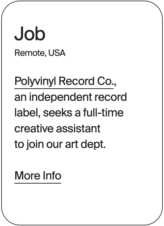 JOB Remote Polyvinyl Record Co. Creative Assistant 31560