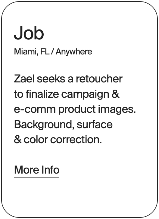 JOB Miami Anywhere Zael Retoucher 31577