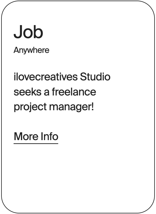 JOB Anywhere ilovecreatives studio Project Manager 3-26-26