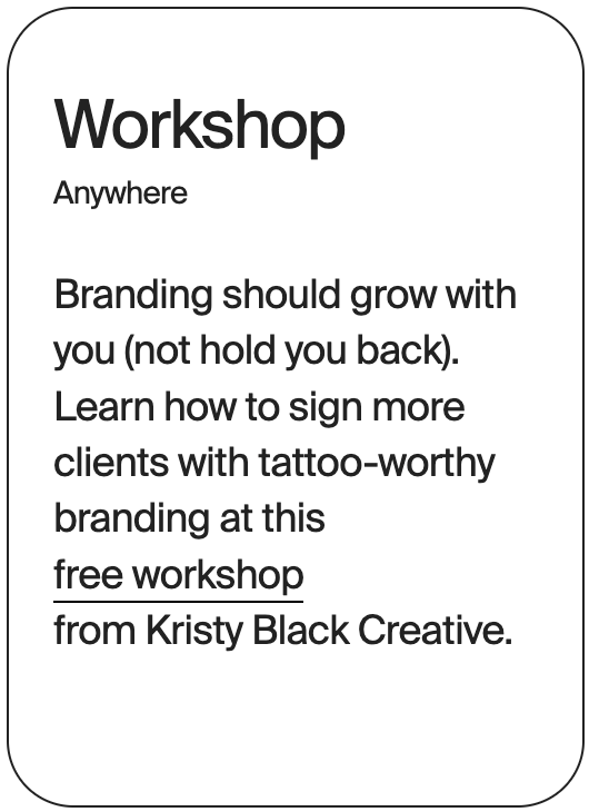 WORKSHOP Anywhere Kristy Black Creative Tattoo Worthy 31627