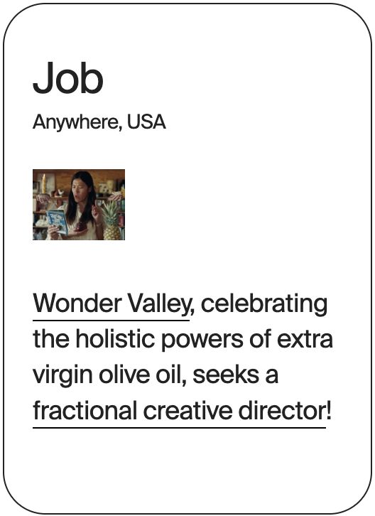 JOB USA Wonder Valley Creative Director 31646