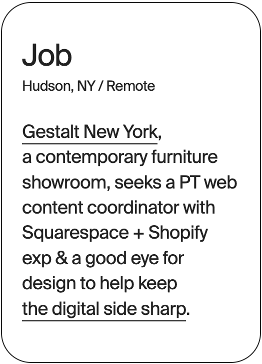 JOB Hudson Gestalt New York Web Coordinator 31677
